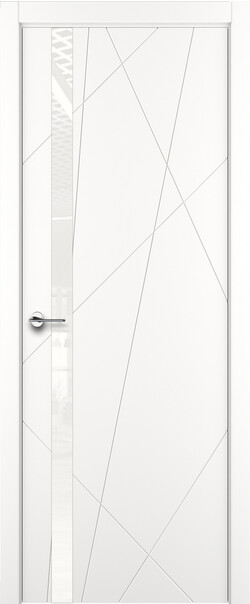 Межкомнатная дверь  ART Lite Chaos ДО, массив + МДФ, эмаль, 800*2000, Цвет: Белая эмаль, Lacobel White Pure